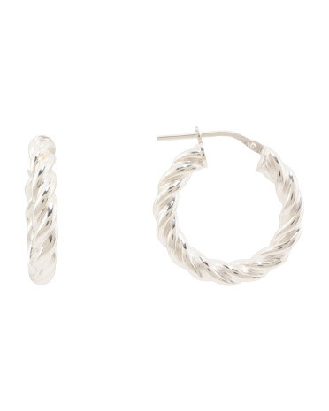 Made In Italy Sterling Silver Twisted Hoop Earrings | TJ Maxx