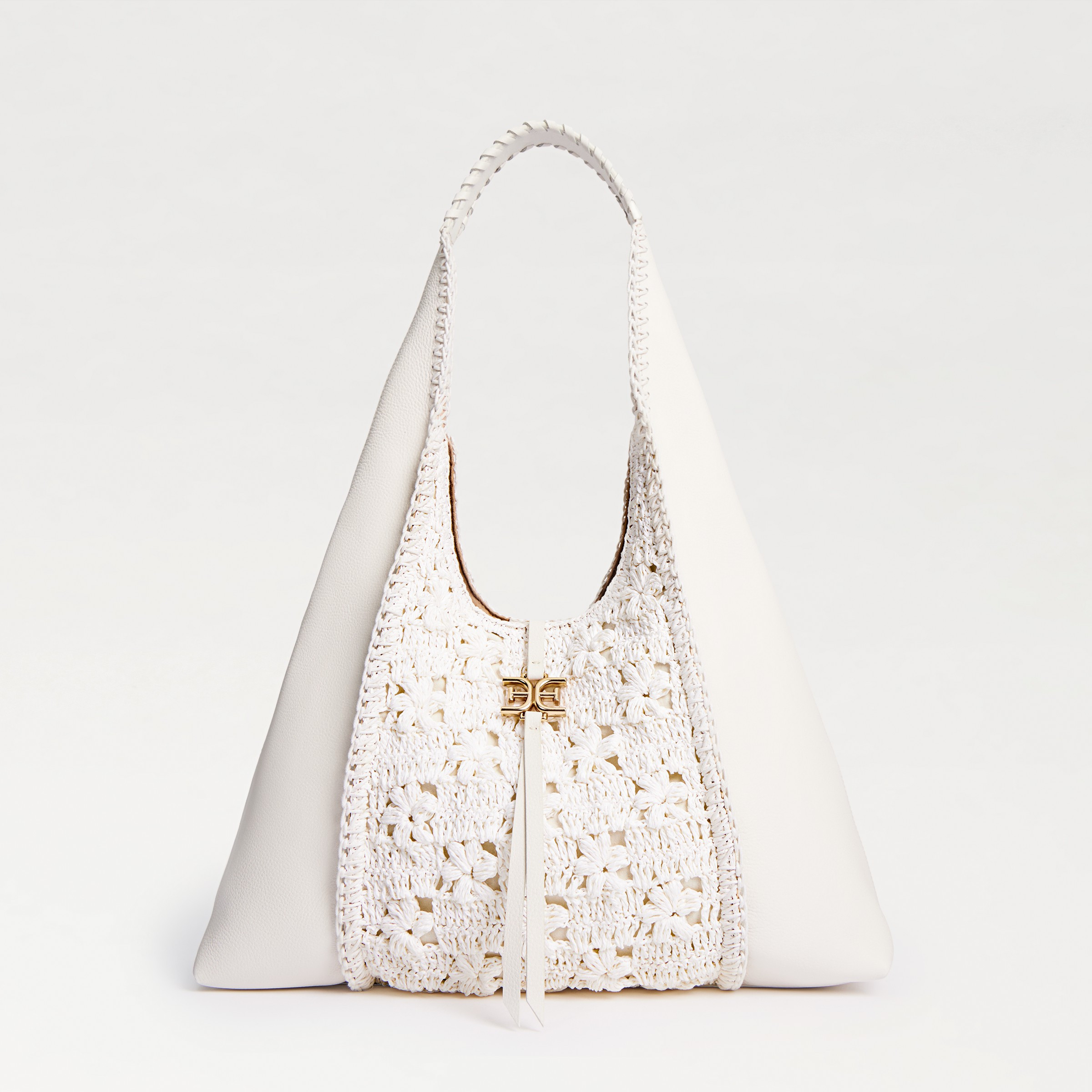 Sam Edelman Sylvia Hobo with Crochet Raffia Tote Eggshell Leather | Sam Edelman