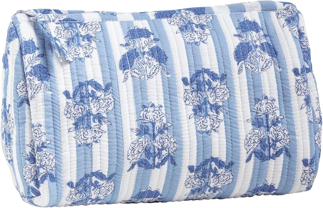 Mud Pie Cornflower Blue Block Print Case | Amazon (US)