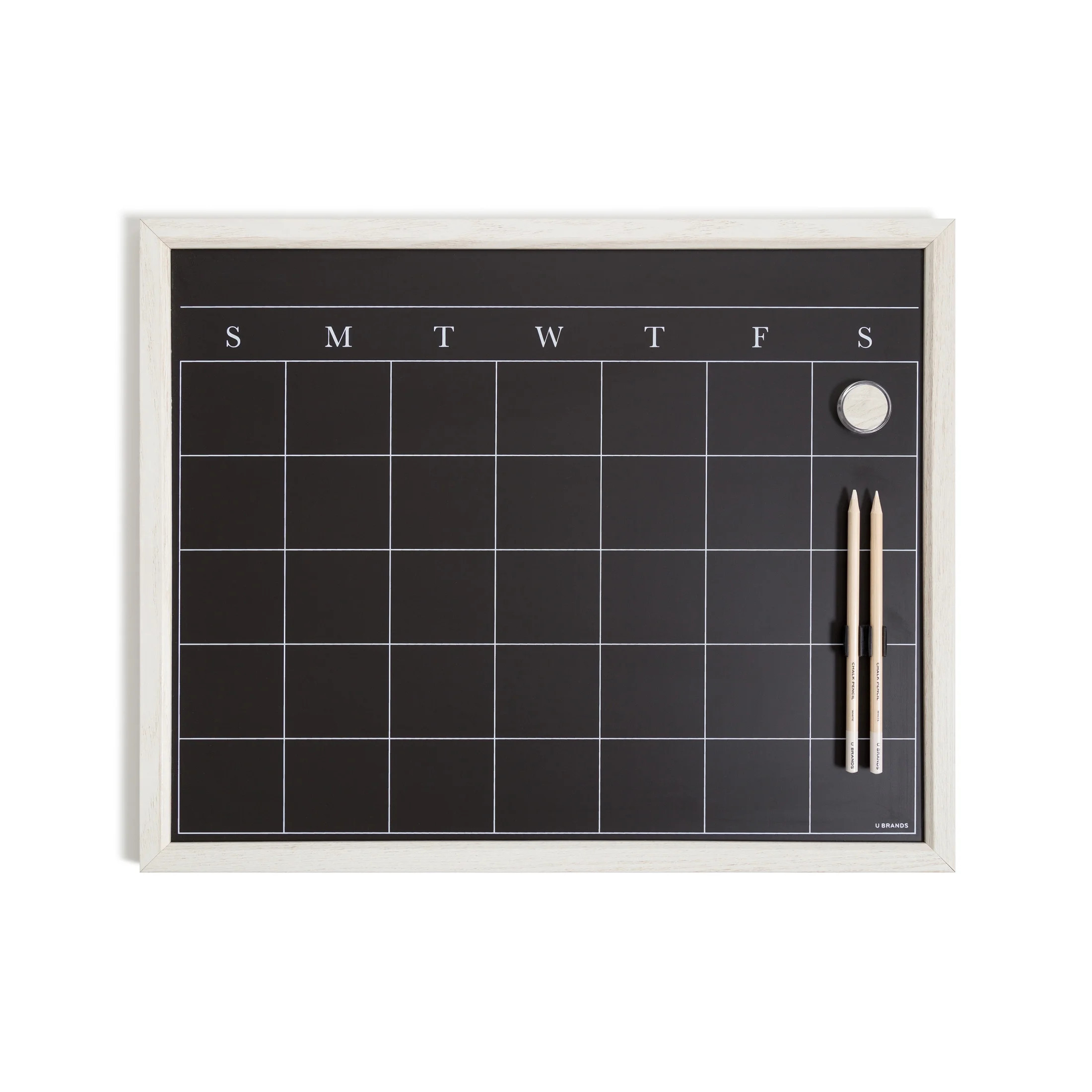 U Brands 20 x 16 in. Magnetic Chalk Calendar Board, Whitewashed Wood Style Frame | Walmart (US)
