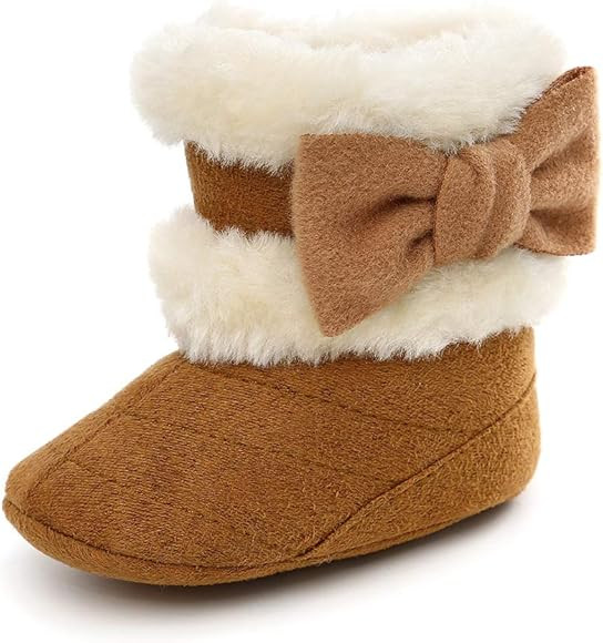 ESTAMICO Baby Girl Plush Winter Snow Bowknot Boots | Amazon (US)