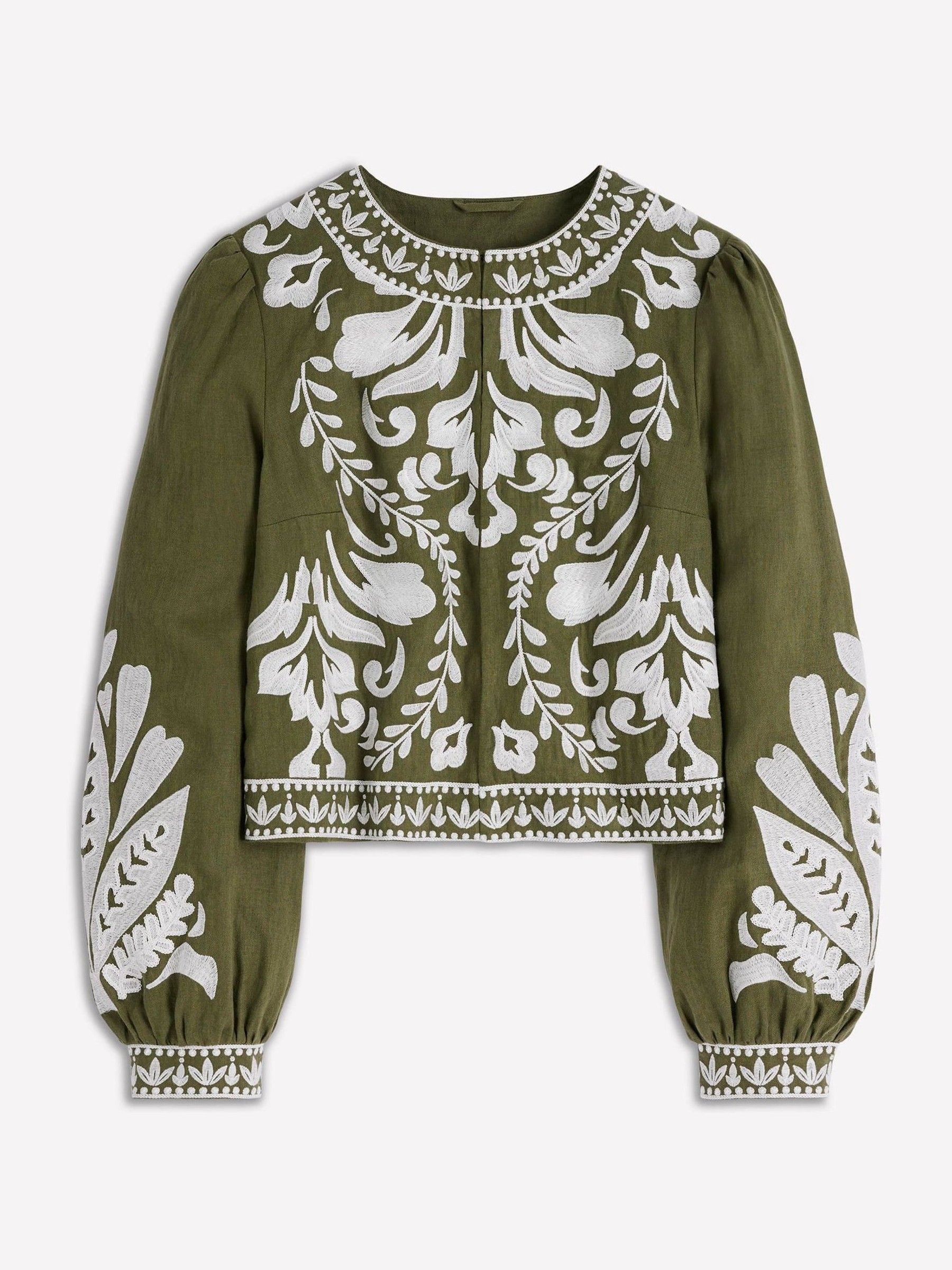 Boden Boden Green Embroidered Linen Jacket | Next US