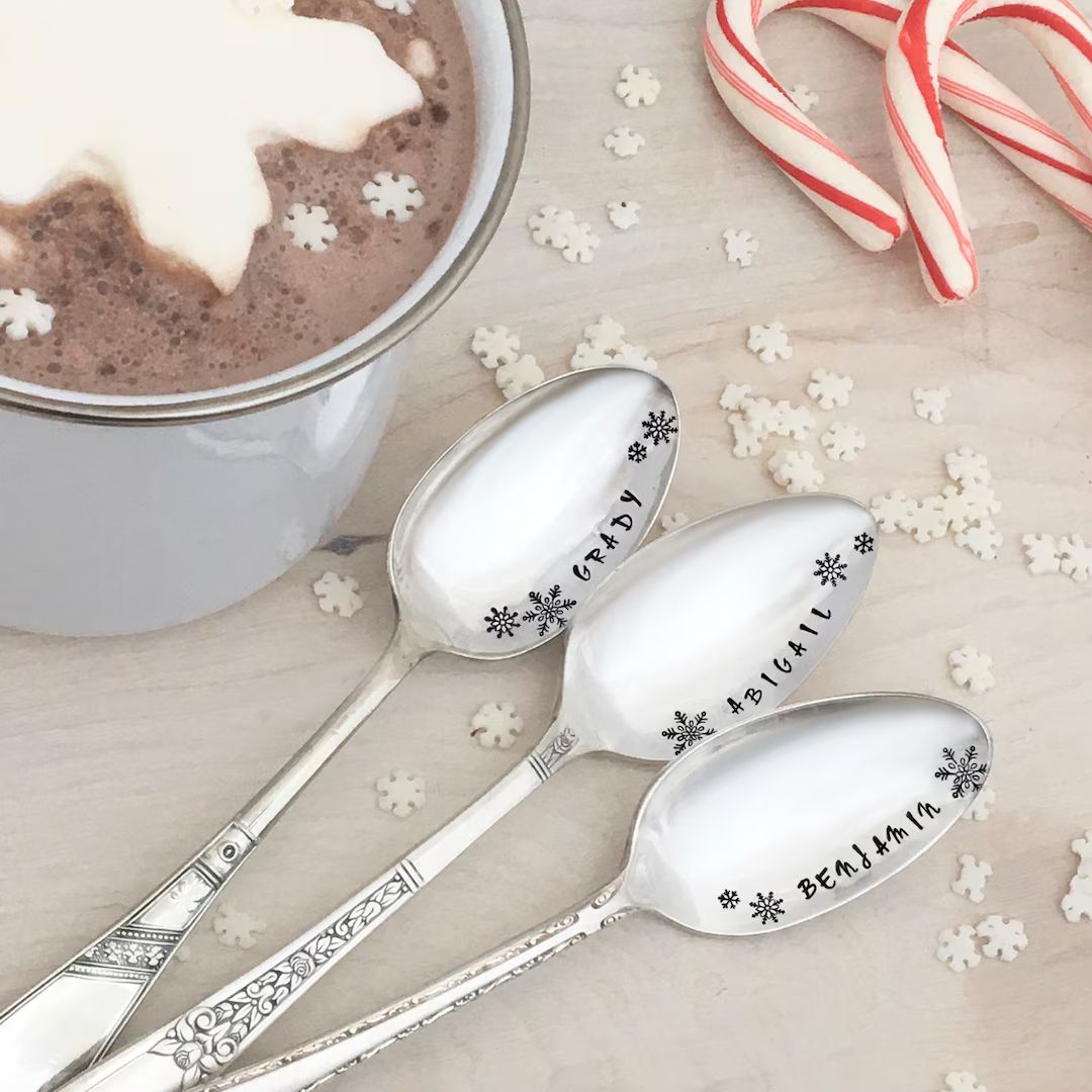 Personalized cocoa spoons - hot chocolate bar, family gift, stocking stuffer | Etsy (US)