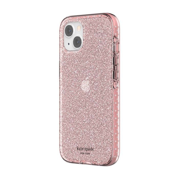 Kate Spade Apple iPhone 13 Ultra Defensive Hardshell Case - Pink Translucent Glitter | Target