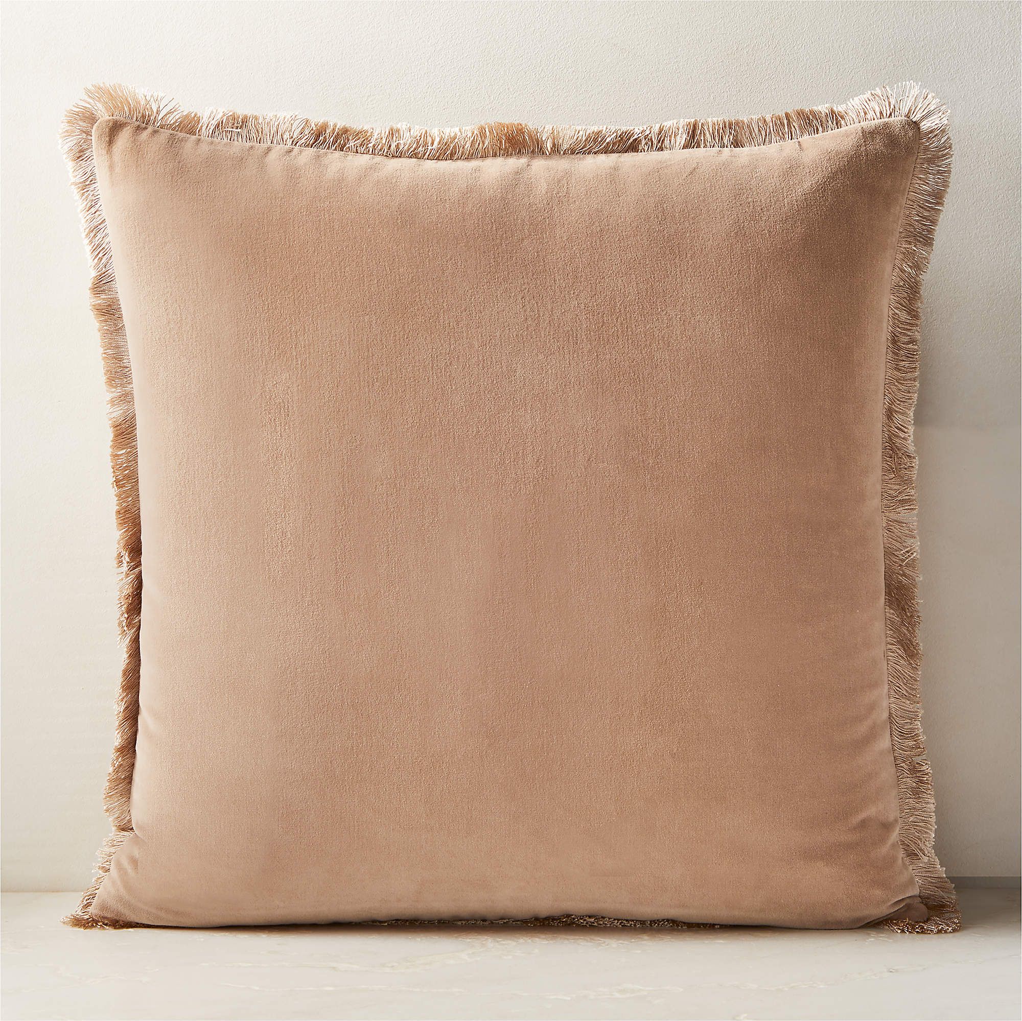 Bettie Warm White Velvet Throw Pillow with Down-Alternative Insert 26'' + Reviews | CB2 | CB2