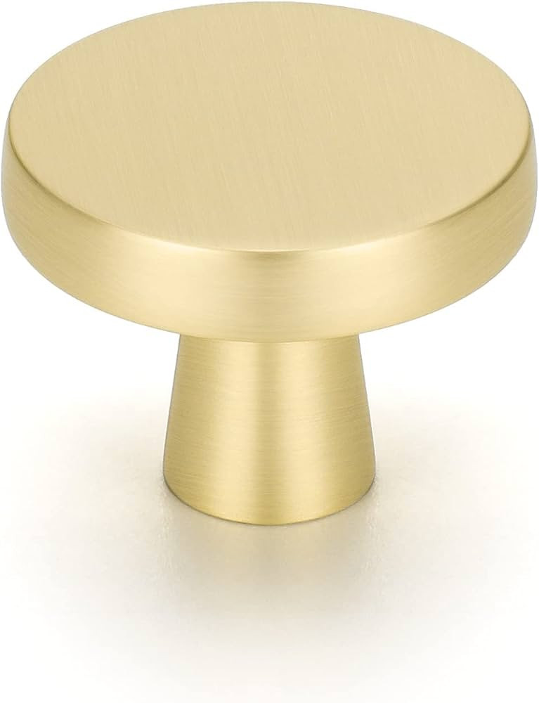 OYX 6PACK Brushed Brass Round Gold Drawer Knobs for Cabinet and Dresser Drawers Cabinet Hardware ... | Amazon (US)