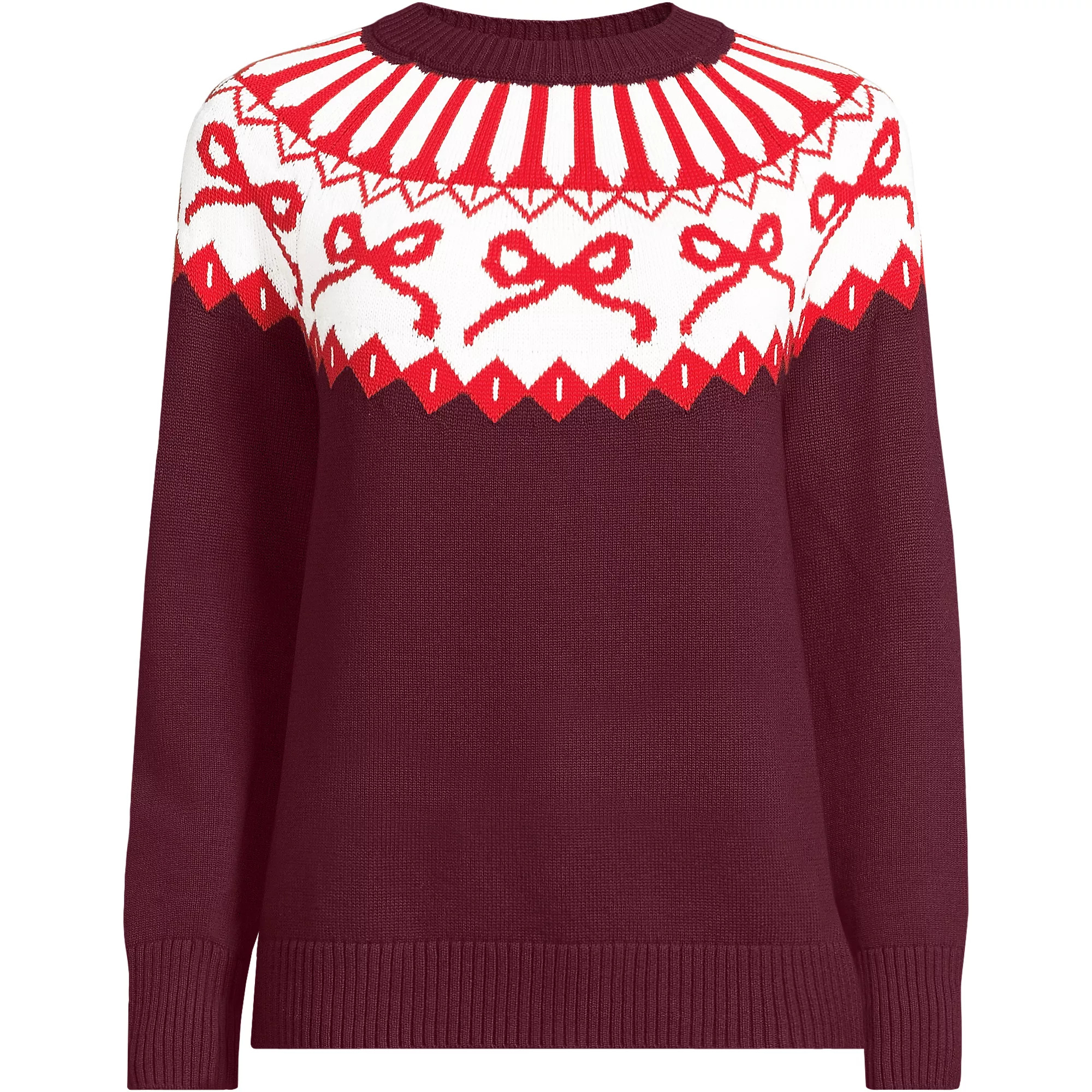 Women's Drifter Jacquard Raglan Crew Neck Sweater | Lands' End (US)