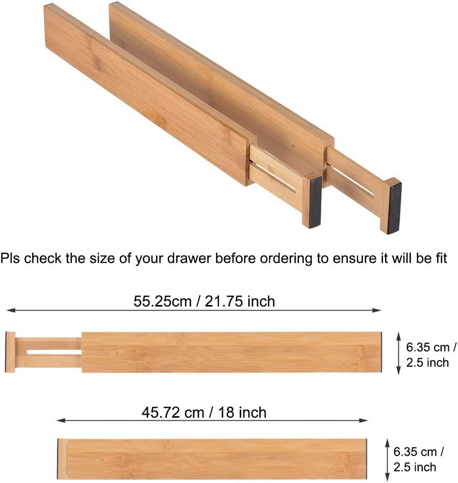 Expandable Natural Bamboo Kitchen Drawer Dividers, Drawer Organizers Separators Partitions for Ho... | Amazon (UK)