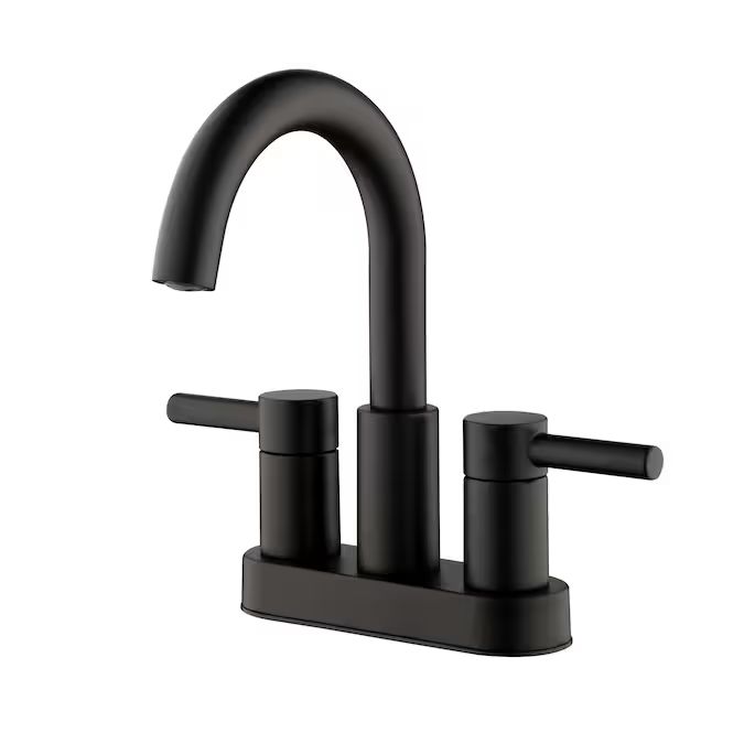 allen + roth Harlow Matte Black 2-Handle 4-in centerset WaterSense Bathroom Sink Faucet with Drai... | Lowe's
