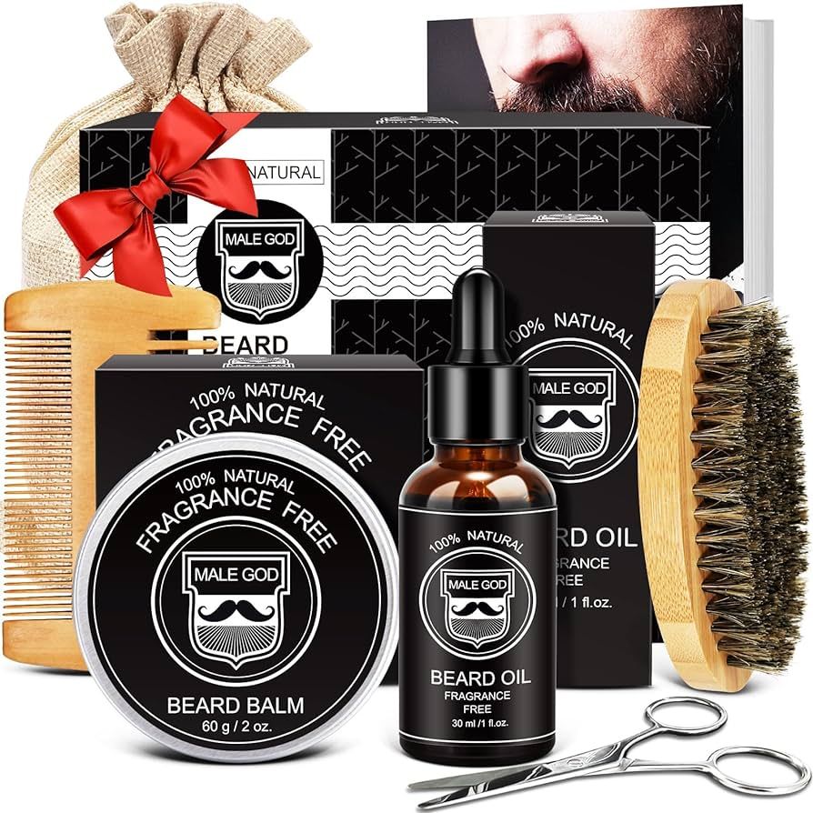 MALE GOD Valentines Day Gifts for Him, Beard Kit w/Beard Oil &Blam, Beard Brush &Comb, Valentines... | Amazon (US)