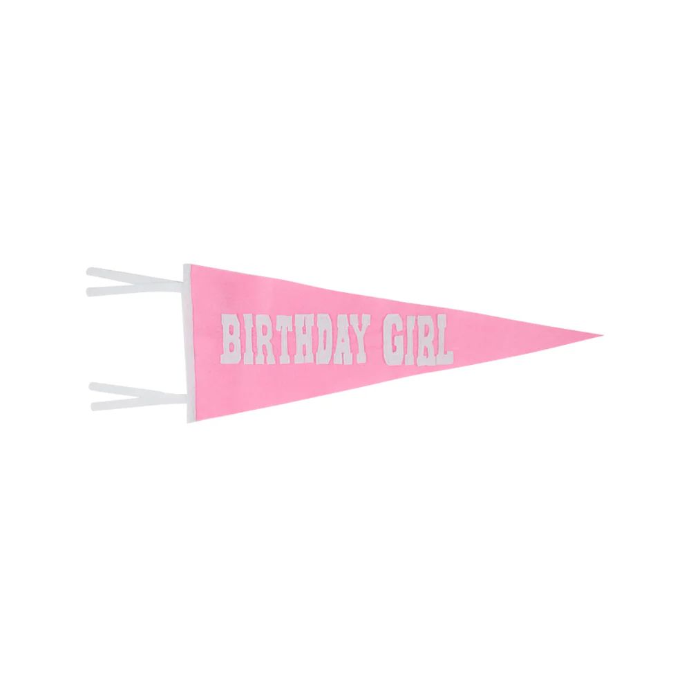 Picture Pennant - Hamptons Hot Pink with Worth Avenue White "Birthday Girl" | The Beaufort Bonnet Company