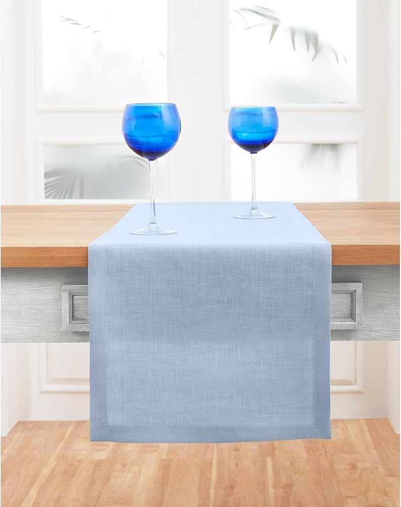 Solino Home Sky Blue Linen Table Runner 108 inches Long – 100% Pure Linen 14 x 108 Inch Extra L... | Amazon (US)