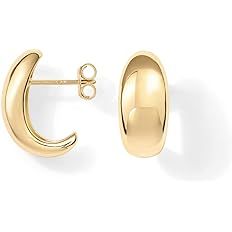 PAVOI 14K Gold Plated Sterling Silver Post Huggie Earrings | Gold Dome Huggie Hoop Earrings for W... | Amazon (US)