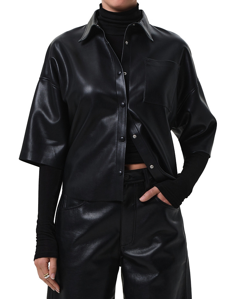Citizens of Humanity Frances Cropped Faux Leather Shirt | Bloomingdale's (US)