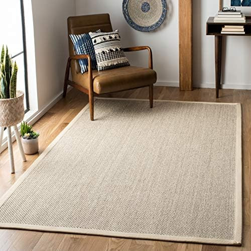 Safavieh Natural Fiber Collection NF143C Border Sisal Area Rug, 8' x 10', Marble / Beige | Amazon (US)