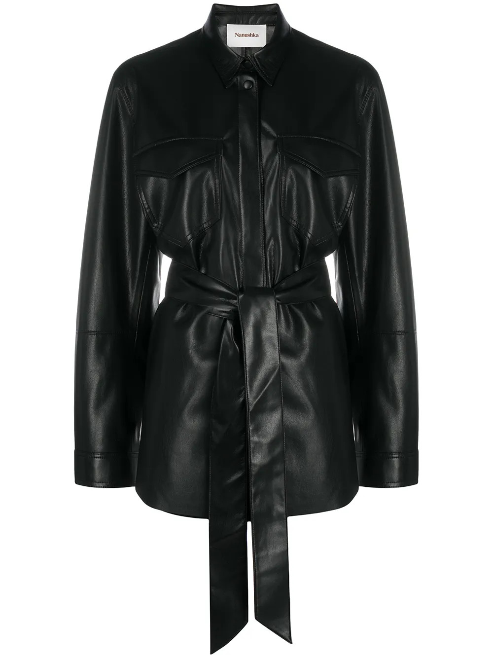 Nanushka tie-waist Shirt | Black | FARFETCH AE | Farfetch Global