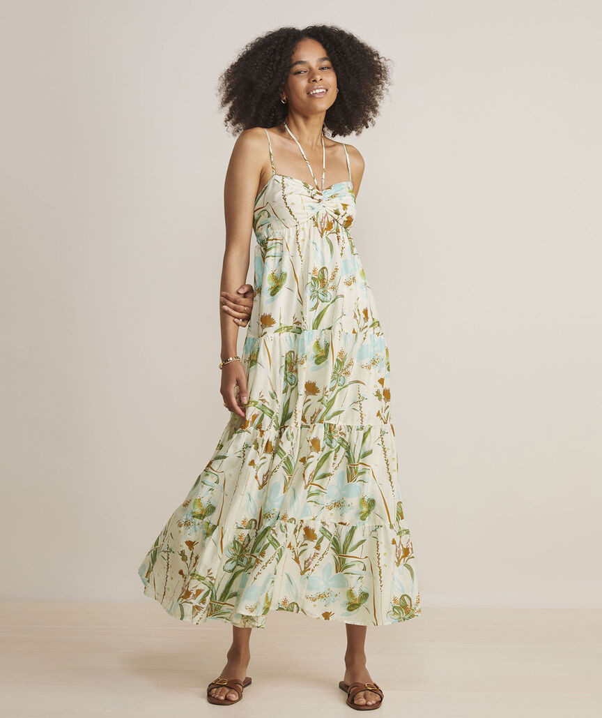 Ruched Halter Maxi Dress | vineyard vines