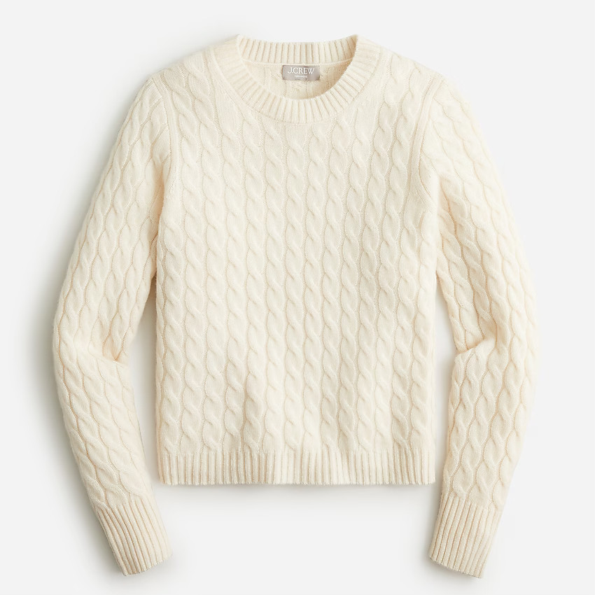 Cashmere cable-knit crewneck sweater | J. Crew US