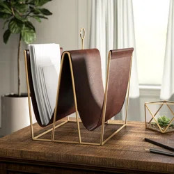 Greyleigh™ Aaryahi Metal and Faux Leather Magazine File Holder | Wayfair North America