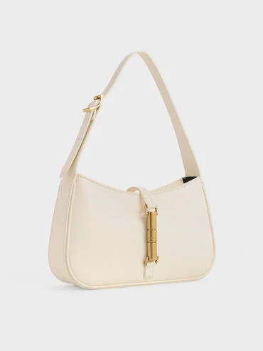 Cesia Metallic Accent Shoulder Bag
    
         - Cream | Charles & Keith EU