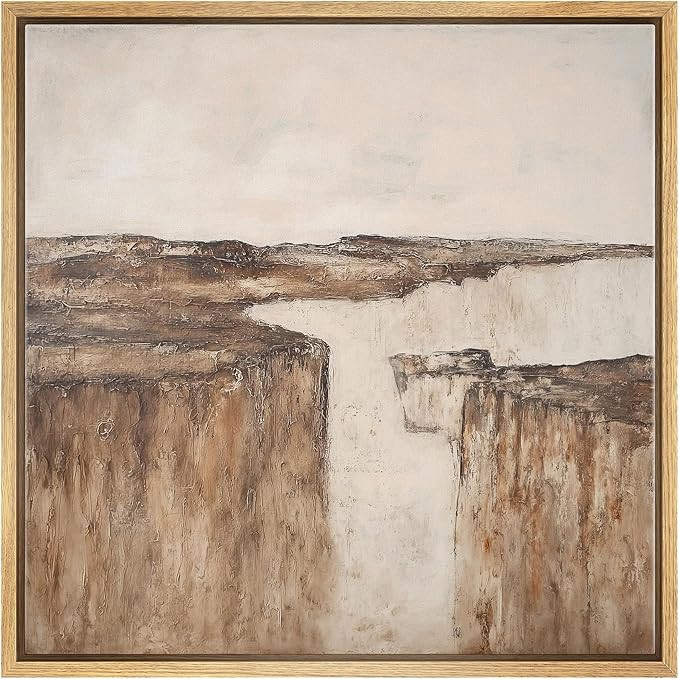 SIGNWIN Framed Canvas Print Wall Art Earthy Canyon Cliff Abstract Landscape Illustration Modern A... | Amazon (US)