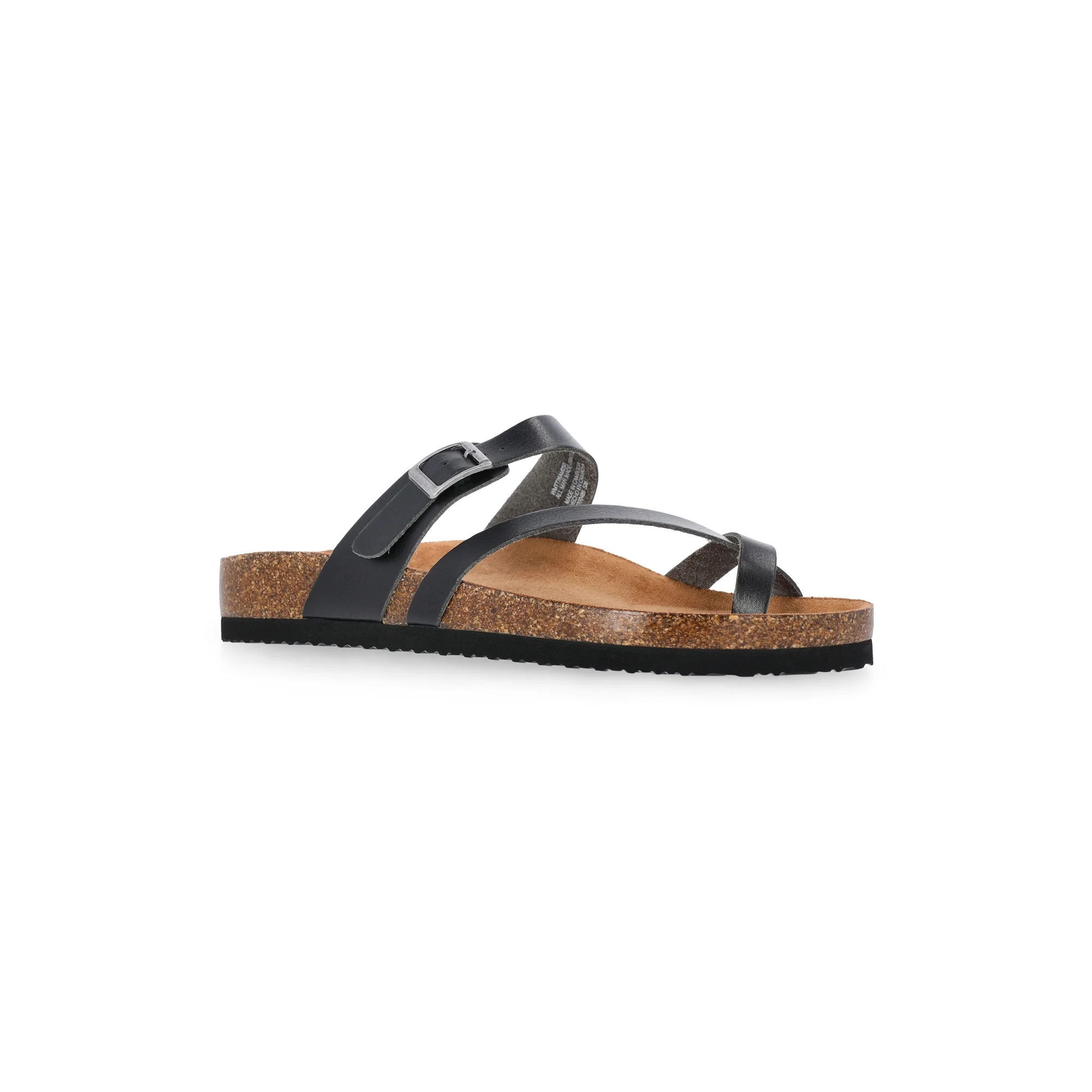 Time and Tru Women's Asymmetric Strap Footbed Sandals, Wide Width Available | Walmart (US)