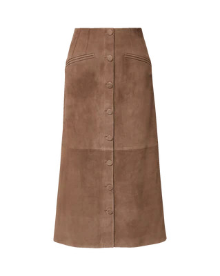 Veronica Beard Callisian Suede Midi Skirt - Bark / 6 | Shop.com