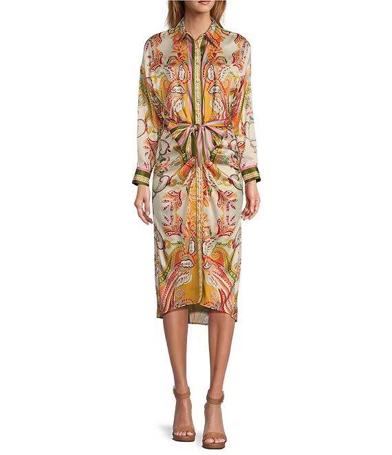 Roxanne Paisley Long Sleeve Dress | Dillard's