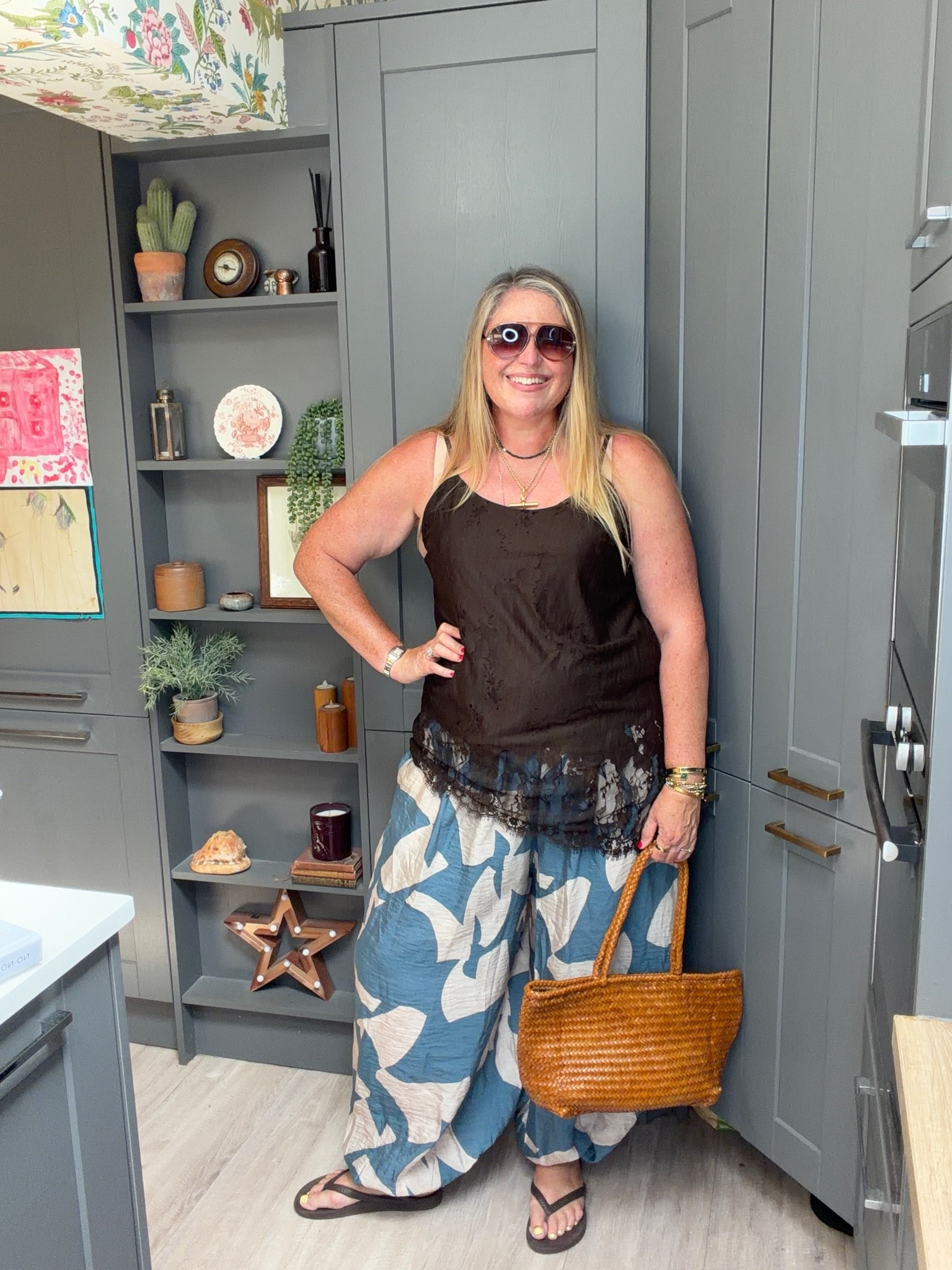Balloon trousers, lace cami, sandals, sunglasses, straw bag

#LTKsummer #LTKplussize #LTKstyletip