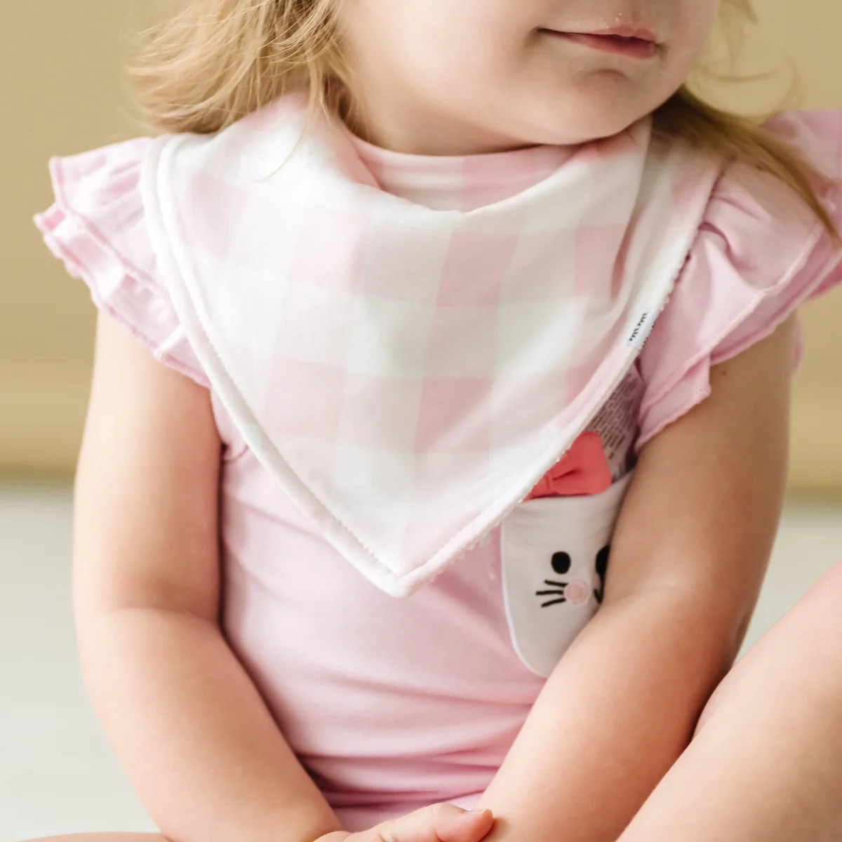 Petal Watercolor Gingham Bamboo Viscose Bandana Bib | Little Sleepies