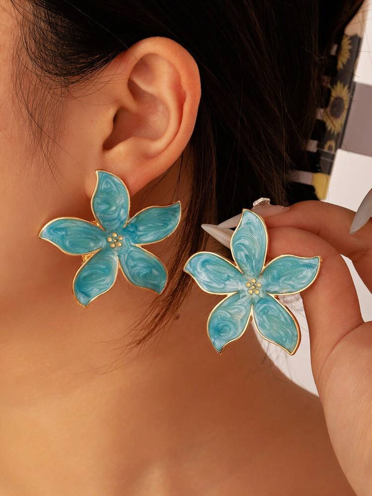 Fashionable Zinc Alloy Flower Stud Earrings, Suitable For Women's Daily Wear | SHEIN