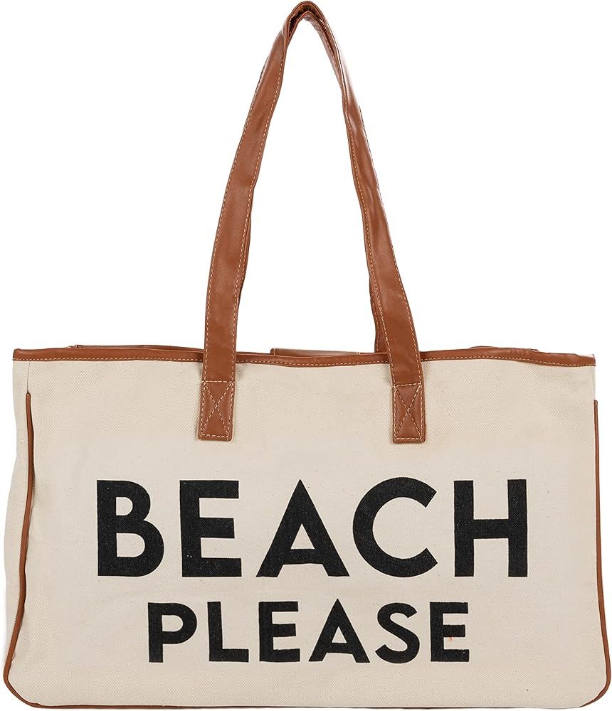 Funky Junque Large lined Constructed Canvas Strip Saying Cotton Tote Bag beach bag | Amazon (US)