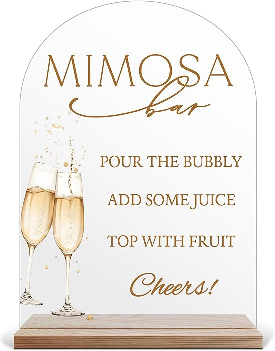 Champagne Mimosa Bar Signs, Pearls Mimosa Bar Decor Supplies, Acrylic Brunch Dessert Buffet Table... | Amazon (US)