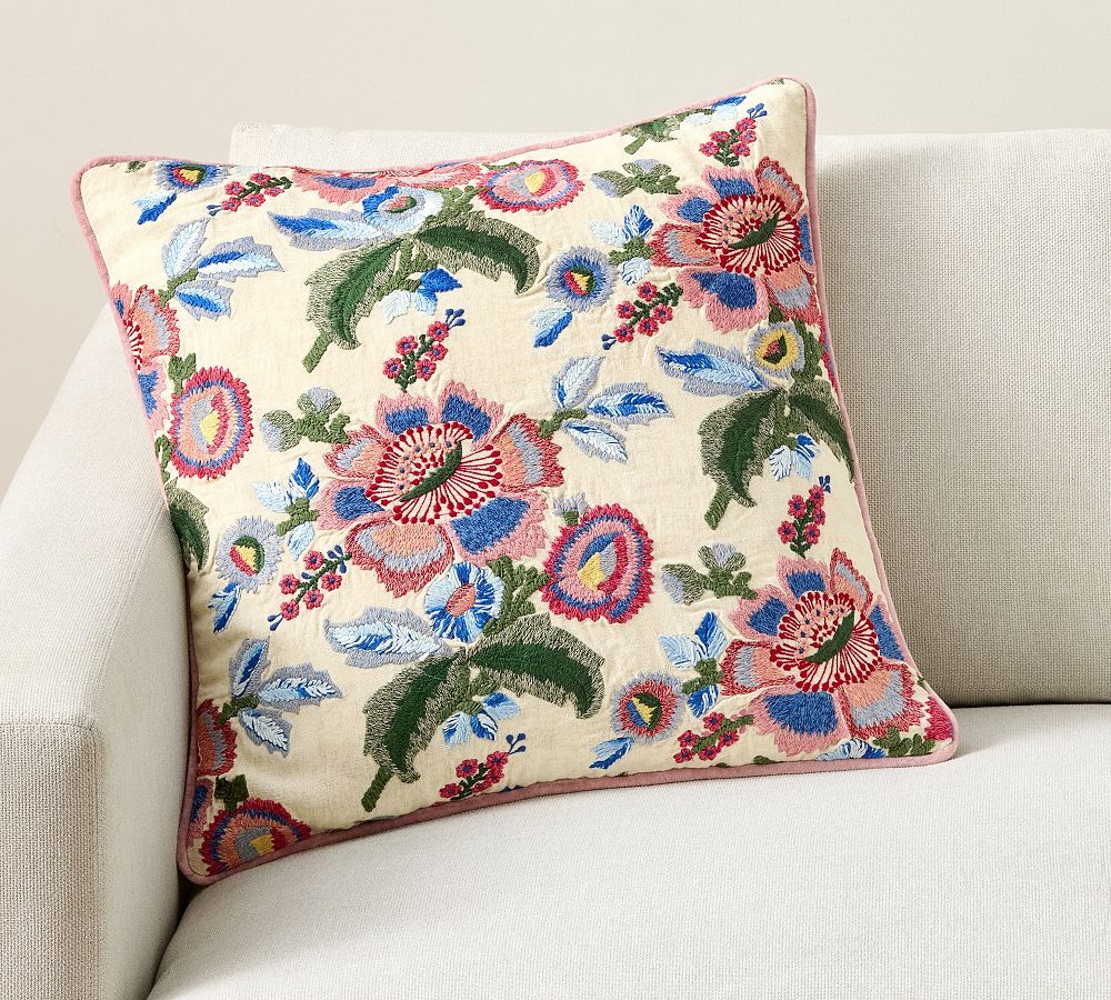 Maddie Floral Embroidered Pillow | Pottery Barn (US)