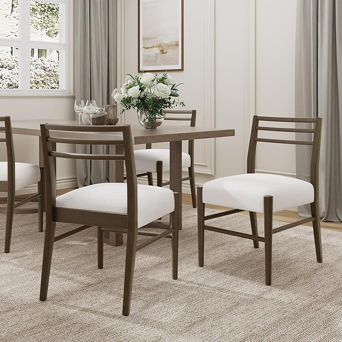 Christopher Knight Home Set of 2 Edina Farmhouse/Country Fabric Upholstered Dining Chairs, Rubber... | Amazon (US)