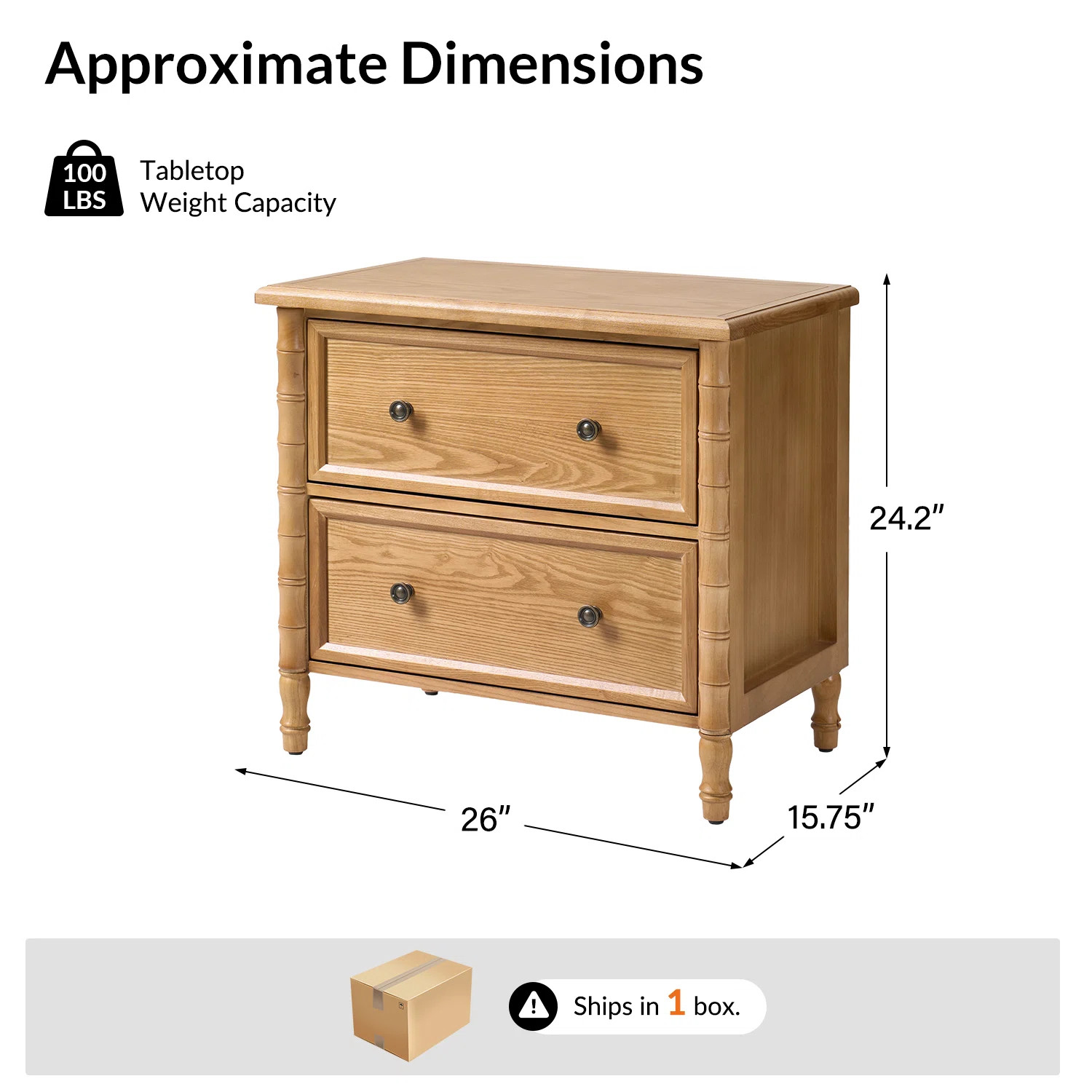 Lucious Transitional 26''W 2-Drawer Spindle End Table with Charging Station and Simple Assembly | Wayfair North America