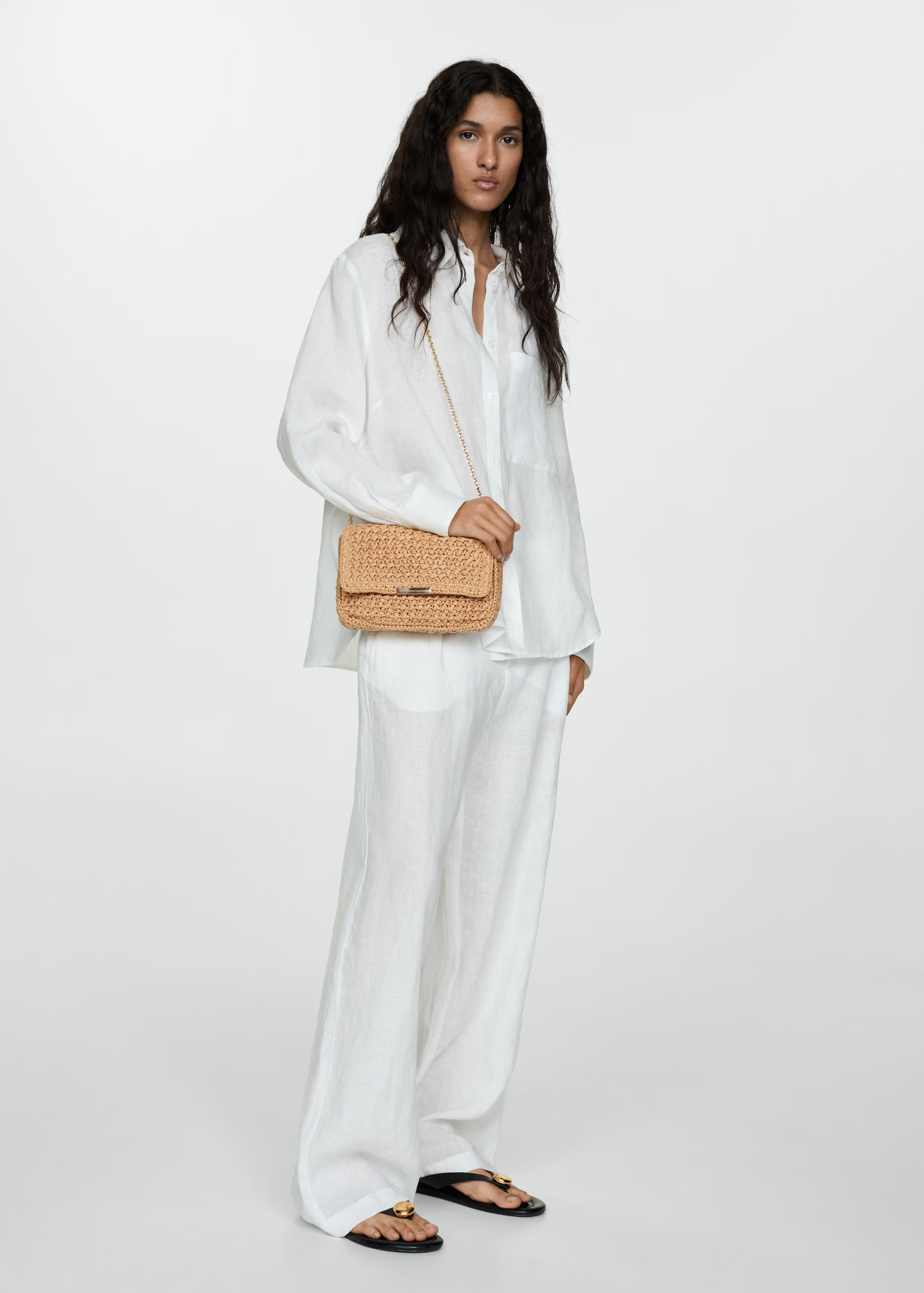 Natural fiber shoulder bag | MANGO (US)