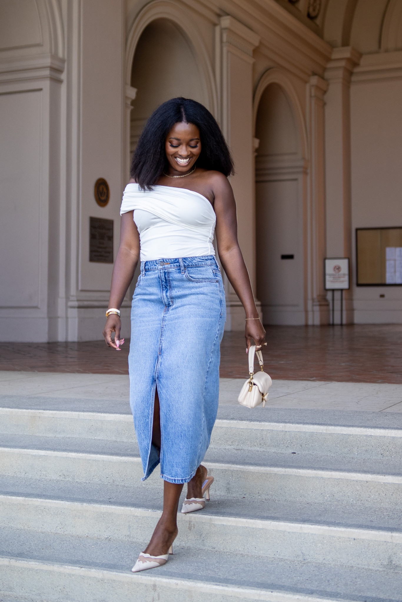 Recently got this one shoulder shirt on sale and I’m loving it! | denim skirt | Tony Bianco heels 

#LTKshoecrush #LTKstyletip #LTKSale