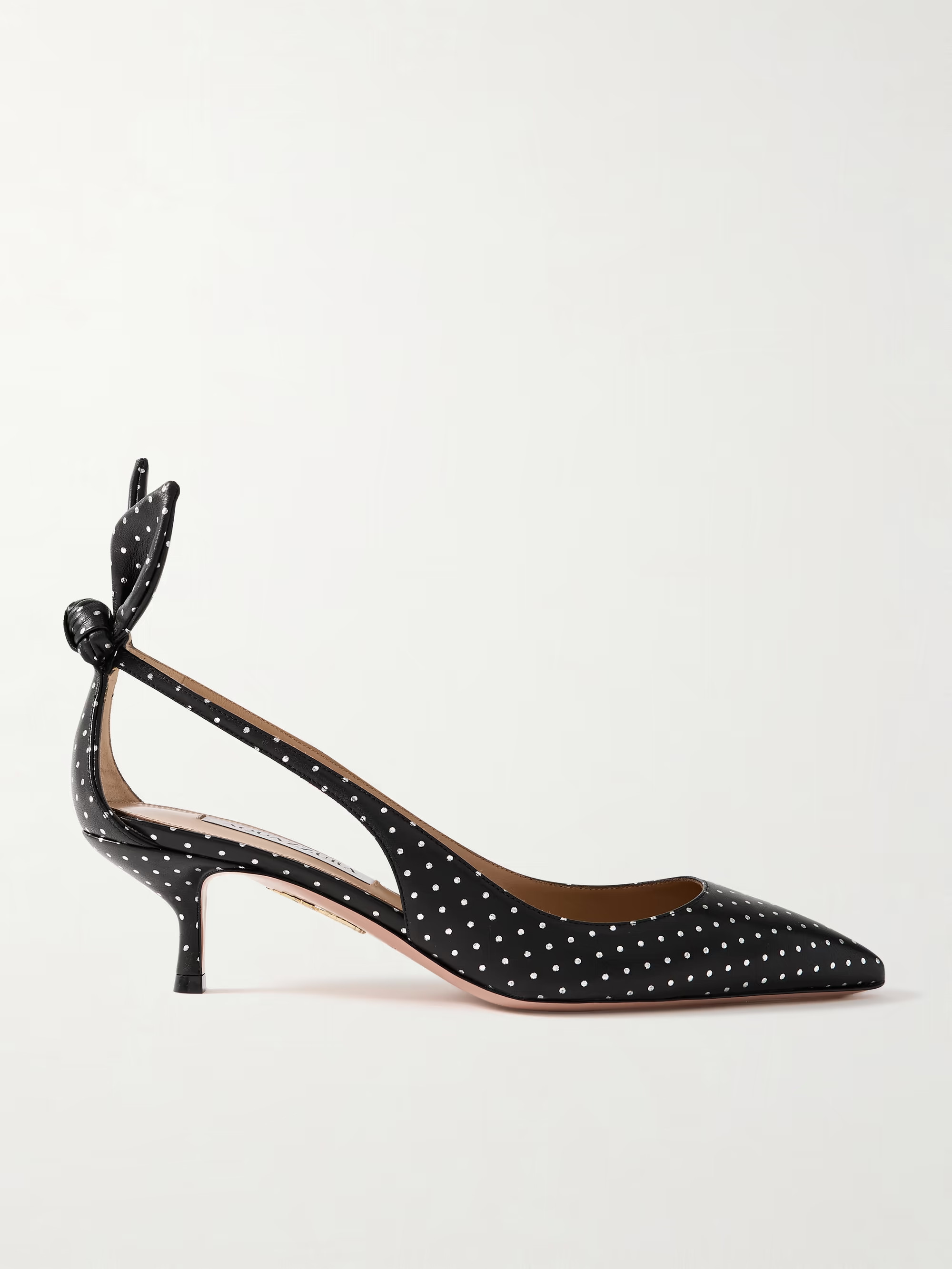 AQUAZZURABow Tie 50 metallic polka-dot leather pumps | NET-A-PORTER APAC