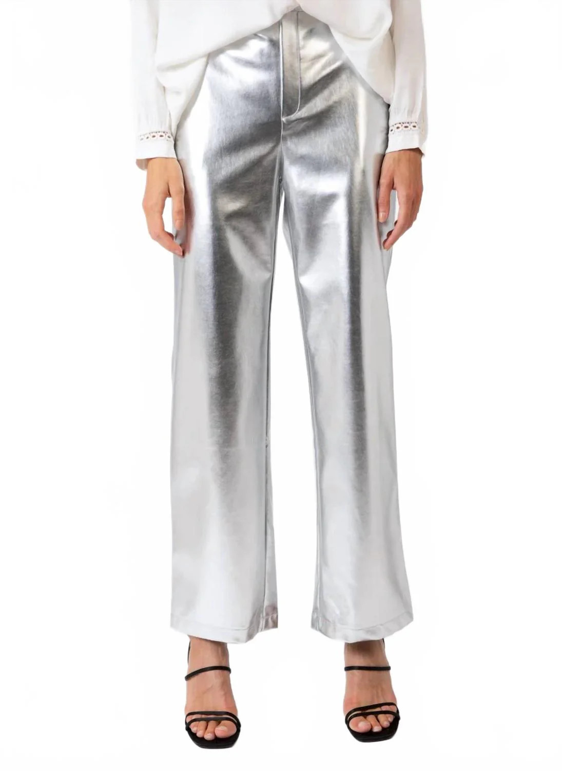 A Pitty Faux Leather Pants In Silver | Shop Simon