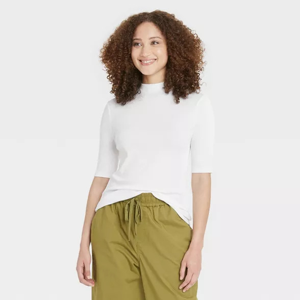 Women's Elbow Sleeve Mock Turtleneck T- Shirt - A New Day™ | Target