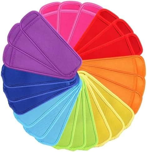JANYUN 24 Pack Reusable Popsicle Bags Ice Pop Sleeves Antifreezing Sleeves, 8 Colors | Amazon (US)