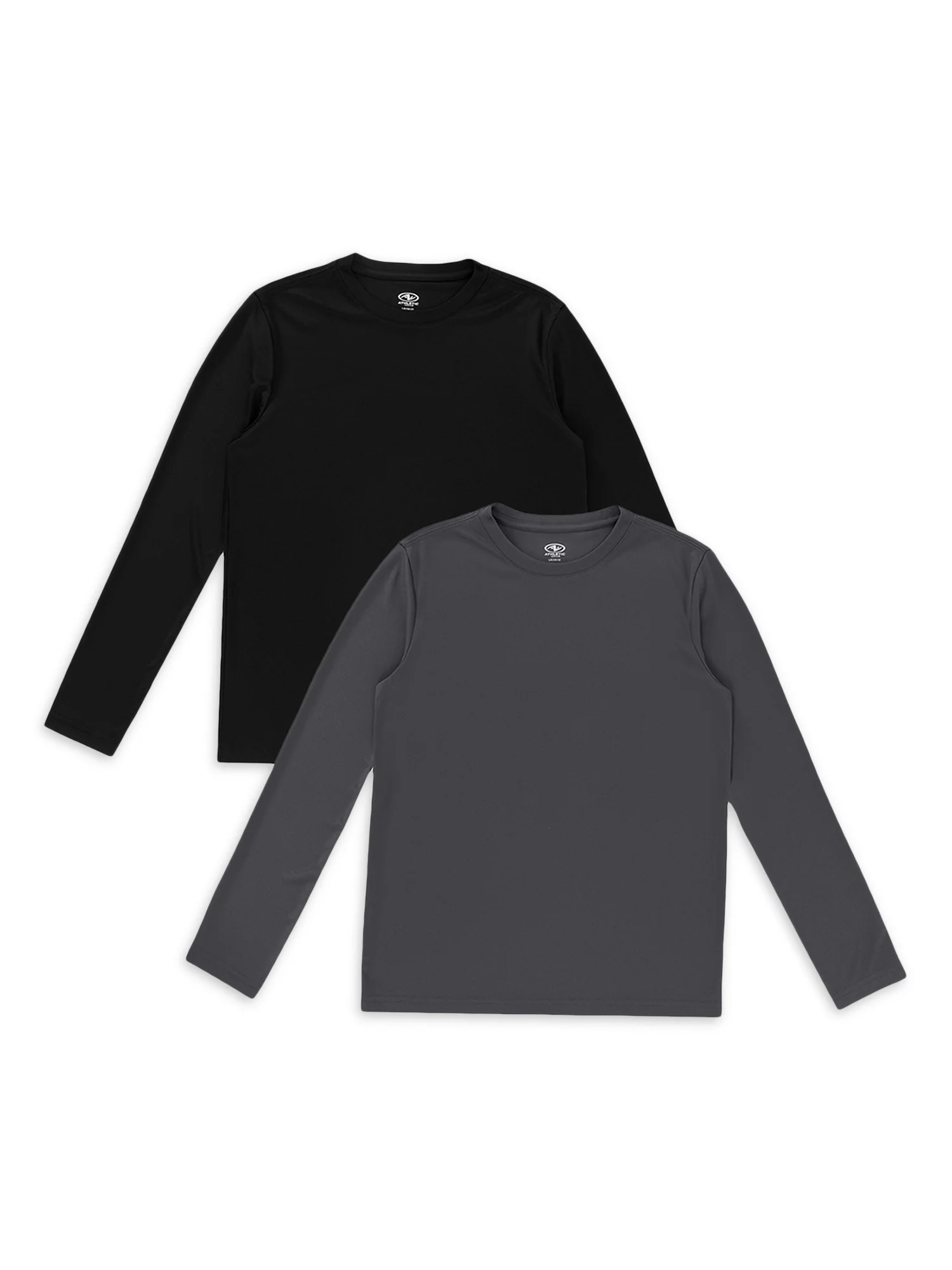 Athletic Works Boy's Active Solid Long Sleeve 2-Pack Tee, Sizes 4-18 & Husky - Walmart.com | Walmart (US)