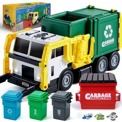16" Lights and Sounds Large Garbage Truck Toys for Boys, Realistic Trash Truck Toy with Trash Can Lifter and Dumping Function, Toy Truck Christmas Gir | Wayfair North America
