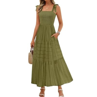 MEROKEETY Women's 2026 Spring Boho Maxi Dress Summer Beach Vacation Casual Sleevel… | Amazon (US)