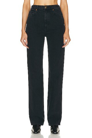 KHAITE Danielle Straight Jeans in Black | FWRD 