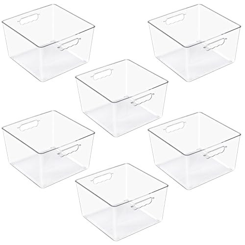 Sorbus Clear 11x11 Cube Storage Bins, 6 Pack Large Square Organizer Bins with Handles, Stackable Plastic Storage Containers for Cube Storage, Closet, Shelf & Home Organization, BPA-Free | Amazon (US)