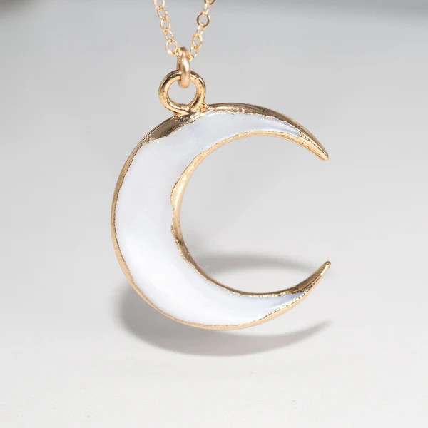 Shell Crescent Moon Necklace | Leslie Francesca Designs