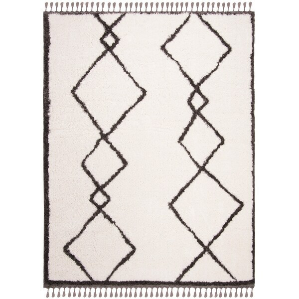 Safavieh Carmella Herminia Shag Trellis Polyester Rug - 9' x 12' - Cream/Grey | Bed Bath & Beyond