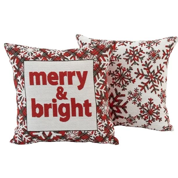 Mainstays Merry & Bright Snowflake Decorative Throw Pillow Set, 17"x17", 2 Pack | Walmart (US)
